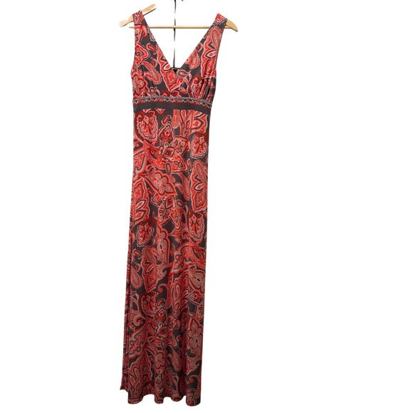 INC International Concepts Dresses & Skirts - Y2K INC Maxi Dress Paisley Boho Red Grey Size Medium